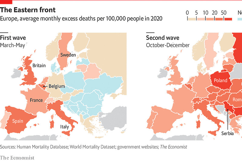 Baza podataka o smrtnosti od posljedica koronavirusa, Izvor: The Economist