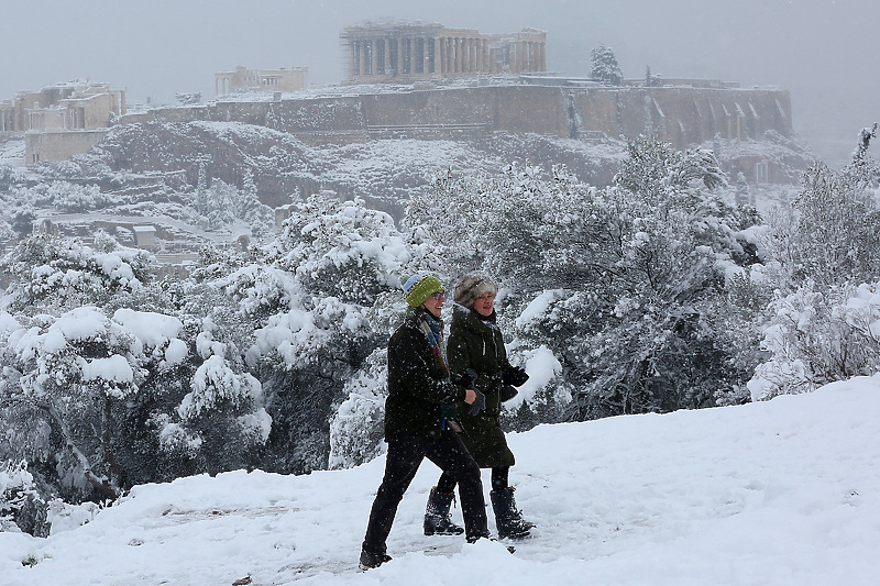 Snijeg u Atini nije uobičajena pojava