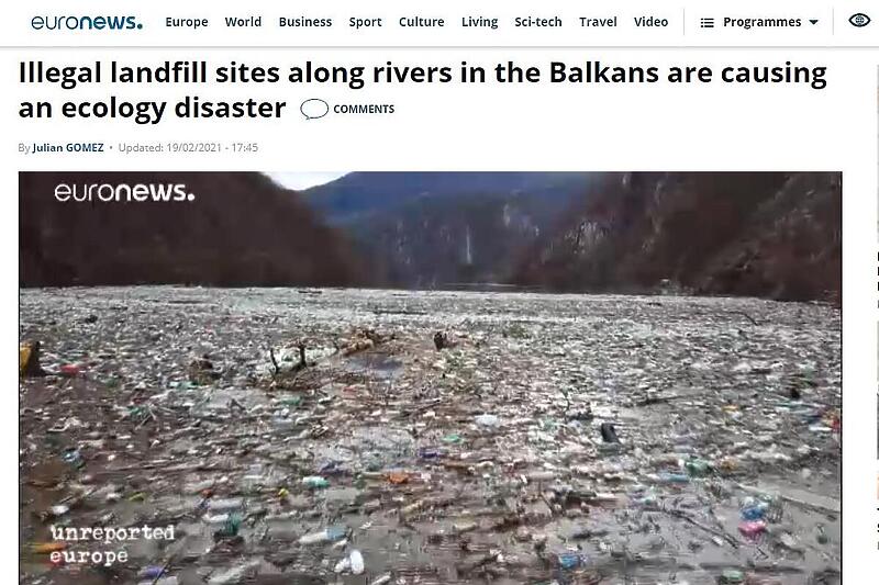 Euronews: U Drini i do osam hiljada kubnih metara smeća godišnje (Foto: Screenshot Euronews)