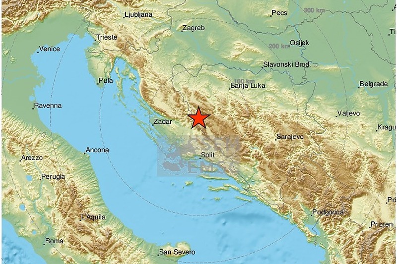 Zemljotres se osjetio u Krajini, ali i susjednoj Hrvatskoj (Foto: EMSC)