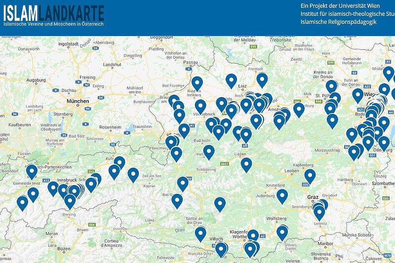 Online mapa muslimanskih vjerskih ustanova u Austriji (Foto: Screenshot Islam Landkarte)