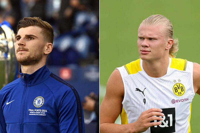 Timo Werner i Erling Haaland (Foto: EPA-EFE)