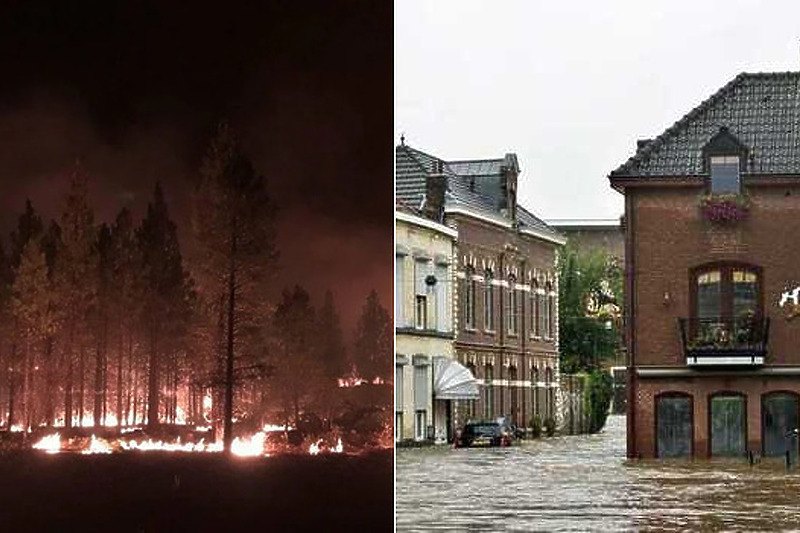 Požari u SAD-u, poplave u Evropi (Foto: EPA-EFE)