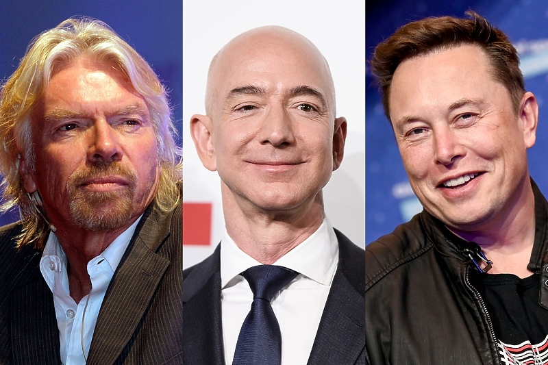 Richard Branson, Jeff Bezos i Elon Musk (Foto: EPA-EFE)