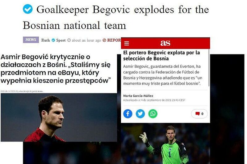 Naslovi na svjetskim sportskim portalima koji su citirali Begovića (Foto: Screenshot)
