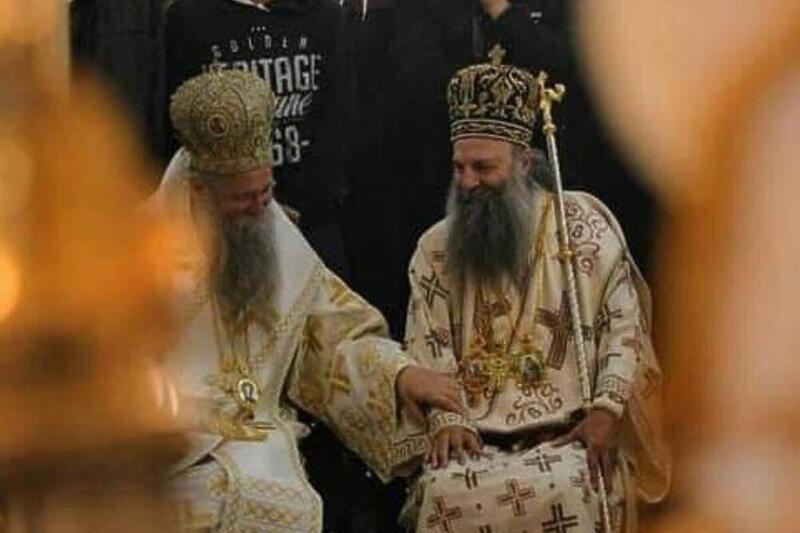 Mitropolit Joanikije i patrijarh Porfirije i u Cetinjskom manastiru (Foto: Vijesti.me)