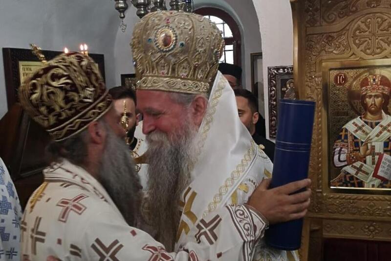 Patrijarh Porfirije i mitropolit Joanikije i u Cetinjskom manastiru (Foto: Vijesti.me/Ivan Ivanović)