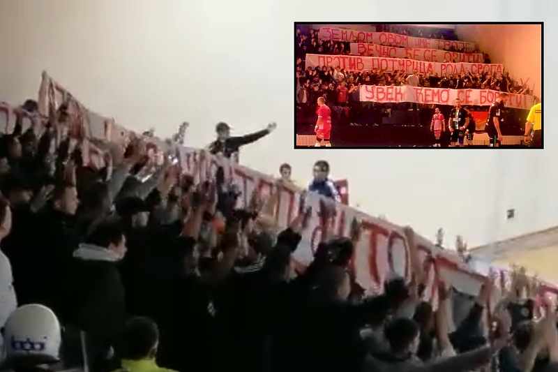 Zvezdini navijači utakmicu posvetili zločincu Mladiću (Foto: Screenshot)