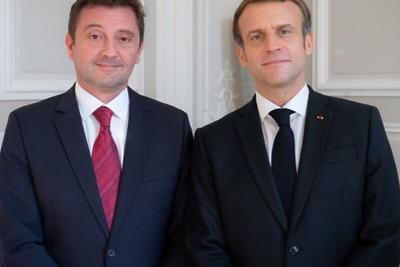 Mario Kordić i Emmanuel Macron (Foto: Ured gradonačelnika Mostara)