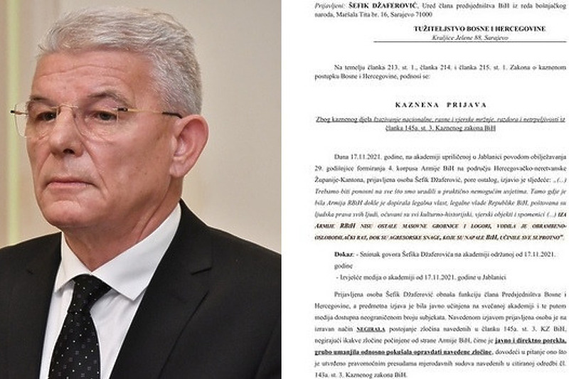 HRVATSKA republikanska stranka (HRS) podnijela je krivičnu prijavu protiv bošnjačkog člana Predsedništva  DŽaferovića B_211120005