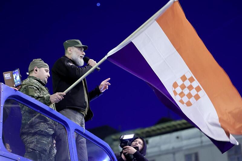 Marko Francišković se obraća na protestima (Foto: Marko Prpić/PIXSELL)