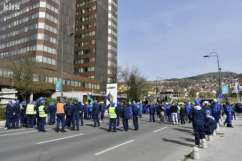 S nedavnog protesta rudara (Foto: I. Š./Klix.ba)