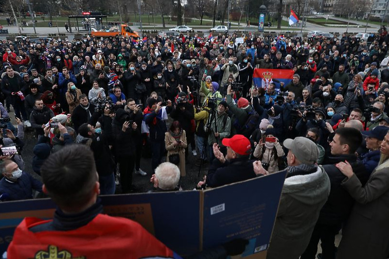 Skup podrške ispred Skupštine Srbije (Foto: Telegraf.rs)