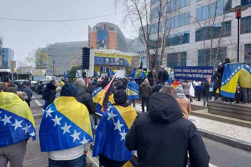 Protesti u Briselu (Screenshot Facebook: The World for Bosnia and Herzegovina)