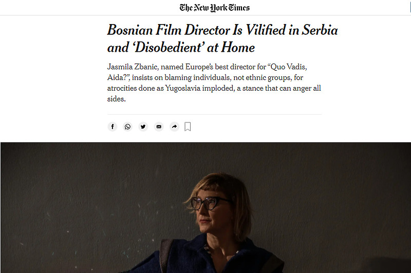 Jasmila Žbanić govorila za New York Times (Foto: Screenshot)