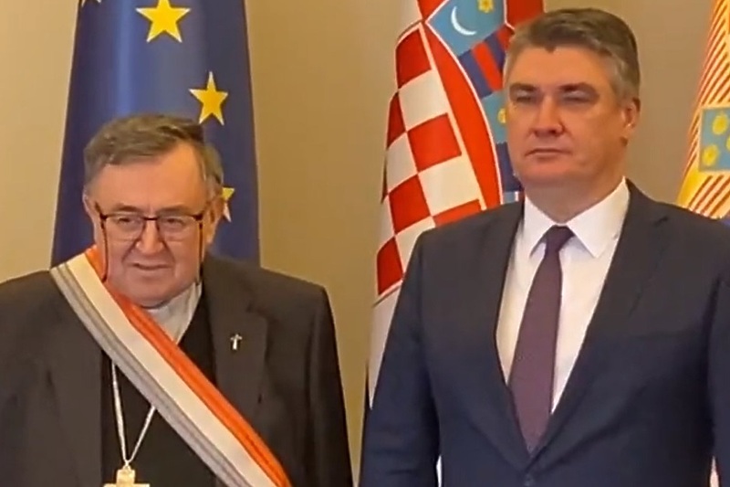 Vinko Puljić i Zoran Milanović (Screenshot: Twitter Hrvoje Krešić)