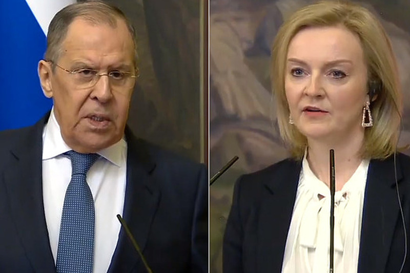 Lavrov i Truss na današnjoj konferenciji za medije (Foto: Screenshot)