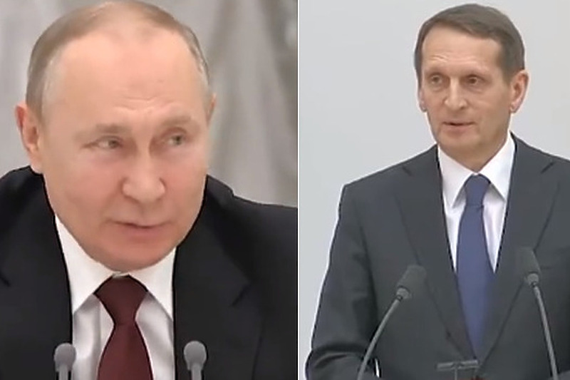 Vladimir Putin i Sergej Nariškin tokom današnjeg sastanka (Foto: Screenshot)