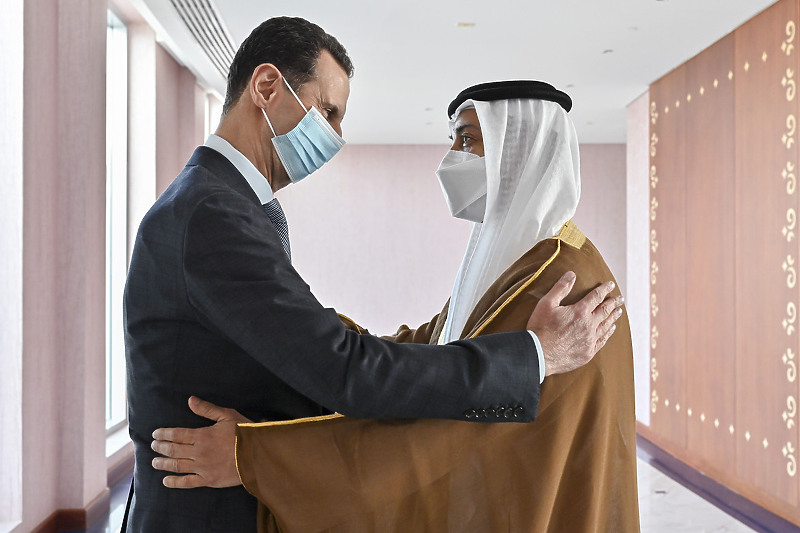 Bashar al-Assad i Sheikh Mansour na sastanku (Foto: EPA-EFE)