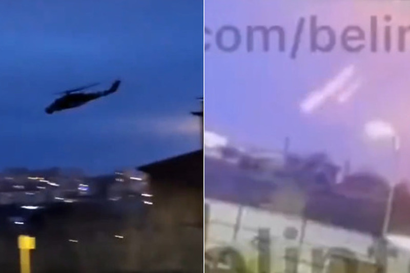 Screenshot iz videosnimka helikoptera i napada