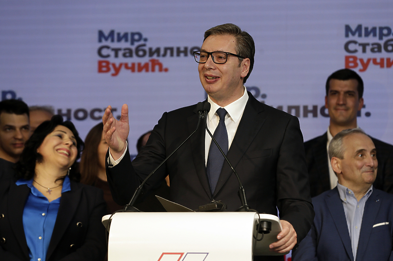 Aleksandar Vučić proslavio pobjedu (Foto: EPA-EFE)