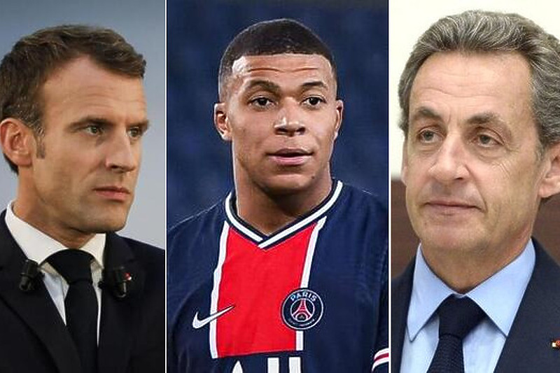 Emmanuel Macron, Kylian Mbappe i Nicolas Sarkozy