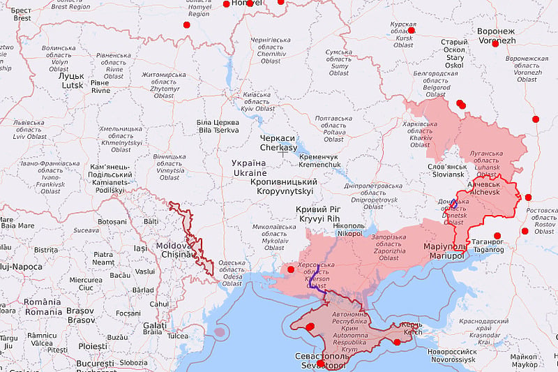 Rusija želi kontrolu nad jugom Ukrajine (Foto: Liveuamap.com)