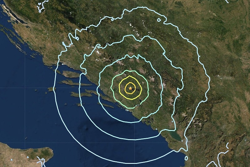 Epicentar prvog potresa bio kod Stoca (Foto: USGS.gov)
