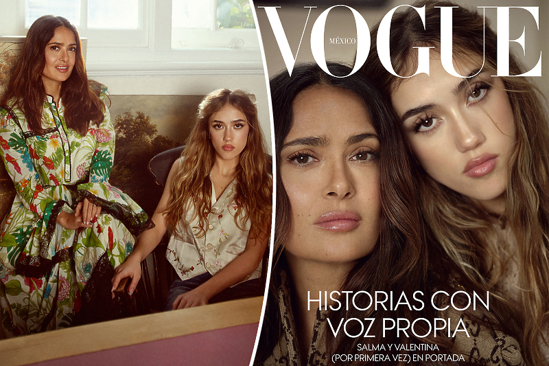 Salma Hayek s kćerkom Valentinom na naslovnici magazina Vogue (Foto: Twitter)