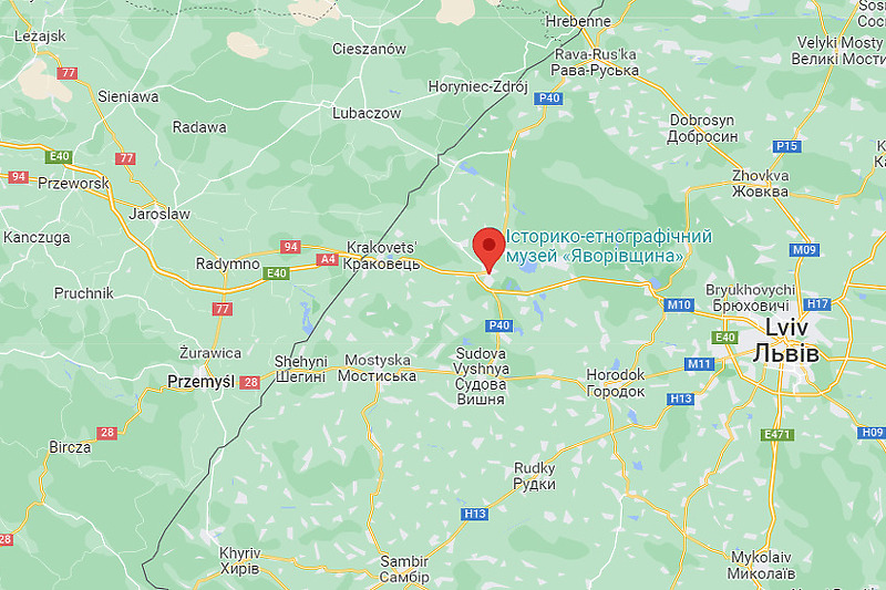 Foto: Google maps / Pogođeni su objekti u području distrikta javoriv, na samoj granici sa Poljskom