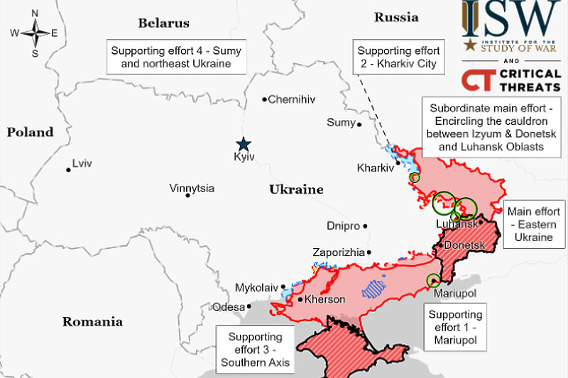 Situacija na frontovima u Ukrajini (Foto: ISW)