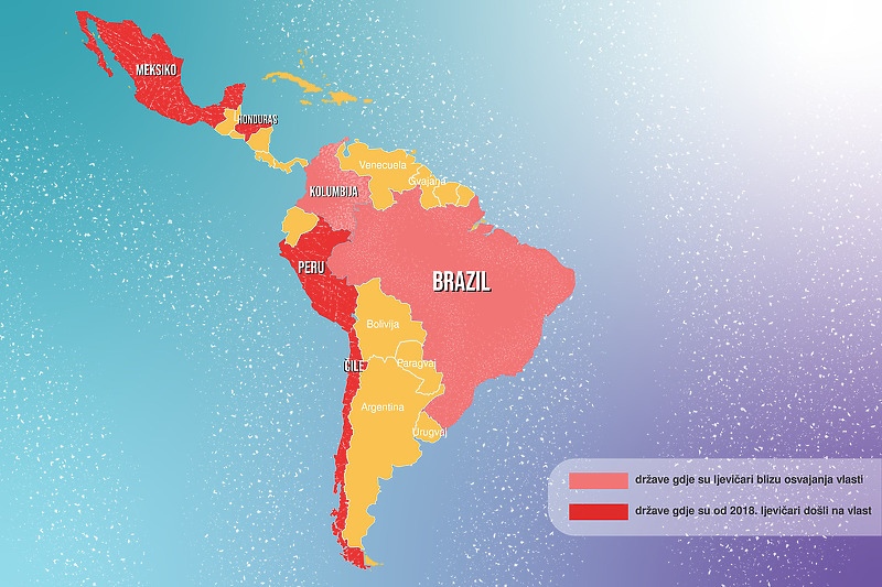 Ljevičari su od 2018. preuzeli vlast u četiri države Južne i Srednje Amerike