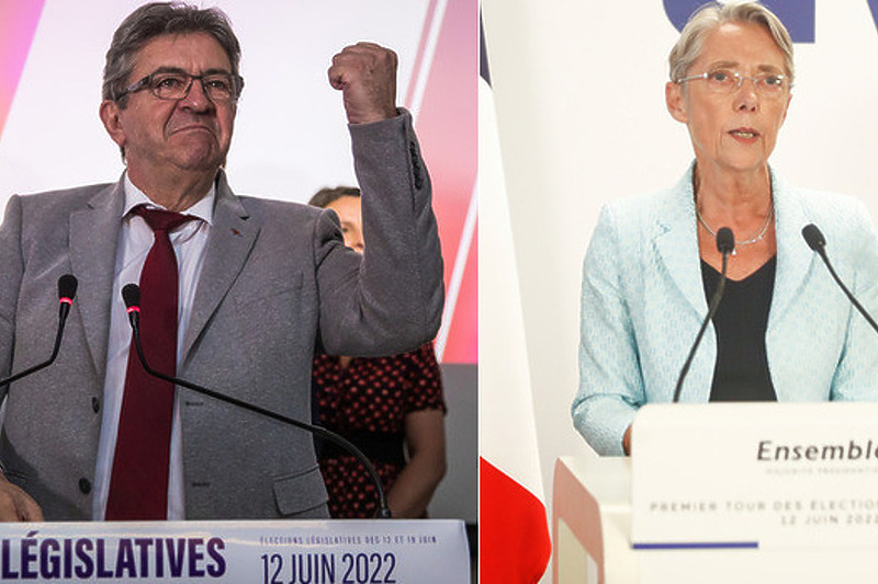Jean-Luc Melenchon i Elisabeth Borne (Foto: EPA-EFE)
