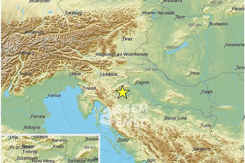 Zemljotres jačine 2,3 magnitude pogodio Sanski Most (Foto: EMSC/ Twitter)