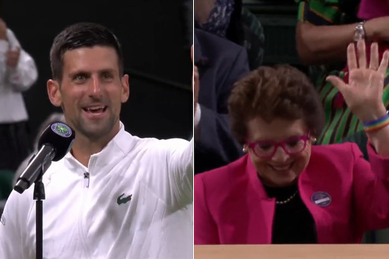 Novak Đoković i Billie Jean King (Foto: Screenshot)