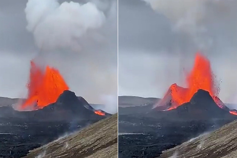 Erupcija islanskog vulkana uslijedila nakon niza jačih zemljotresa (Screenshot/Twitter)