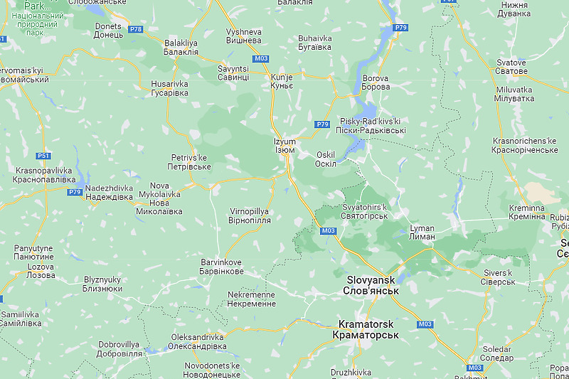 Foto: Screenshoot / Google Maps / Dijelovi gdje ukrajinska vojska provodi ofanzivu