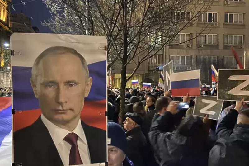 Protesti podrške Vladimiru Putinu u Beogradu (Foto: BBC)
