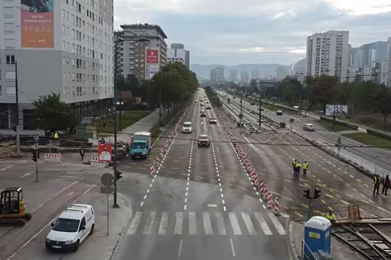 Raskrsnica kod Remize nakon rekonstrukcije tramvajske pruge (Screenshot: Facebook Adnan Šteta)