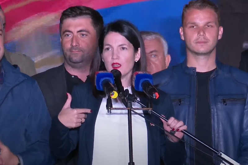 Jelena Trivić na protestima (Screenshot: BN TV)