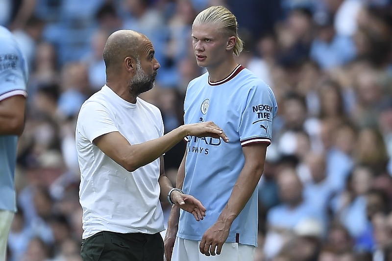 Pep Guardiola i Erling Haaland (Foto: EPA-EFE)