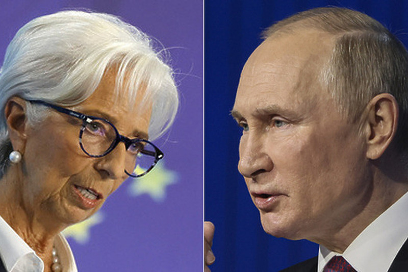 Christine Lagarde i Vladimir Putin (Foto: EPA-EFE)