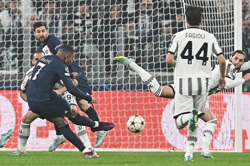 Trenutak kada je Mbappe postigao gol protiv Juventusa (Foto: EPA-EFE)