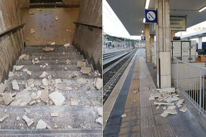 Prve fotografije iz Italije nakon zemljotresa, razrušena željeznička stanica (Foto: Twitter)