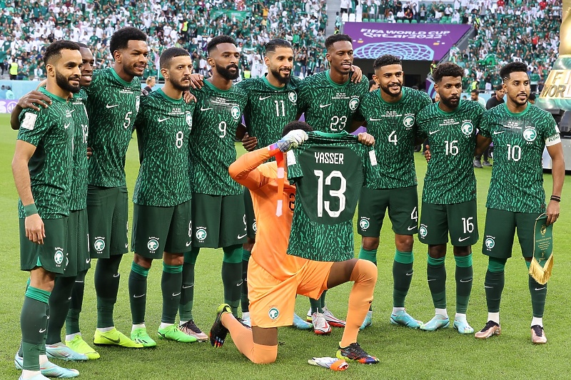 Nogometaši Saudijske Arabije pred utakmicu protiv Poljske (Foto: EPA-EFE)