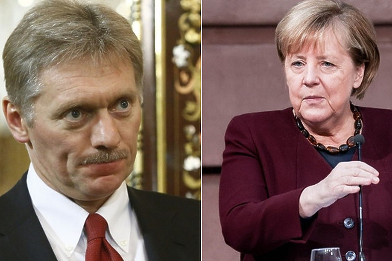 Dmitrij Peskov i Angela Merkel