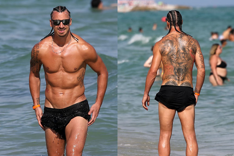 Zlatan Ibrahimović na plaži u Miamiju (Foto: Twitter / Mega)