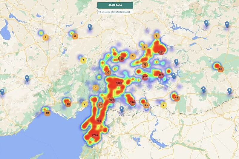 Mapa koju su napravili turski programeri (Foto: Afetharita.com)