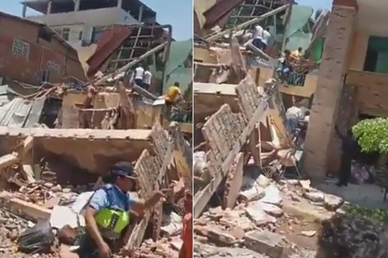 Potres u Ekvadoru uzrokovao je rušenje stambenih objekata (Twitter/Screeshot)
