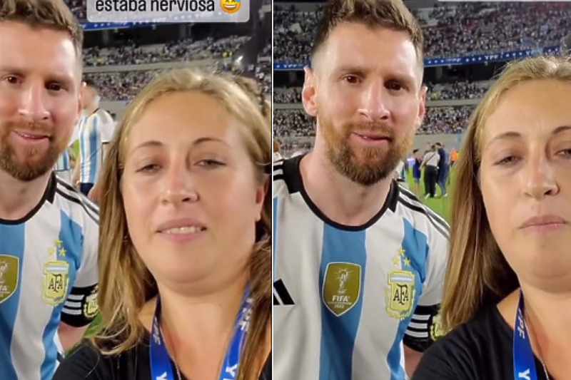 Messi je rado pomogao nesretnoj navijačici (Foto: Screenshot)